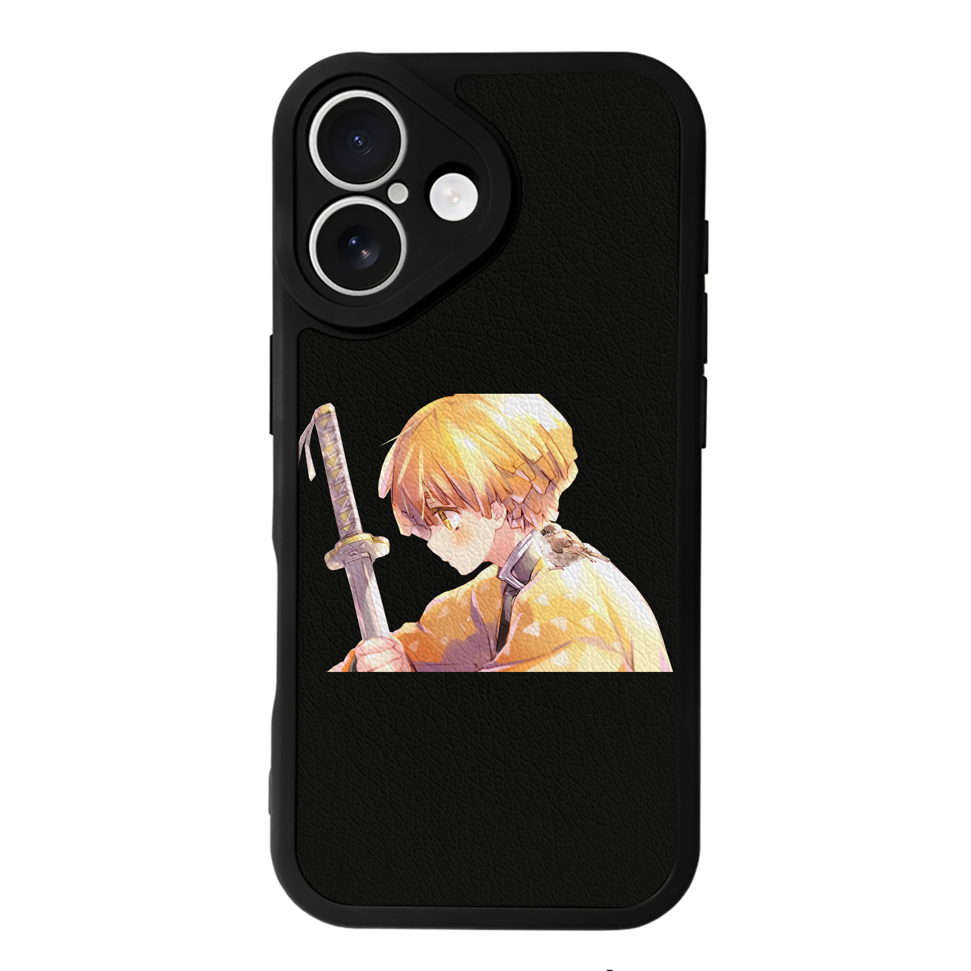 （画像用） 鬼滅の刃（きめつのやいば）我妻 善逸／あがつま ぜんいつ Agatsuma Zenitsu 【iPhone 16シリーズ対応】シリコンスマホケース（レザー調） 材質：シリコン